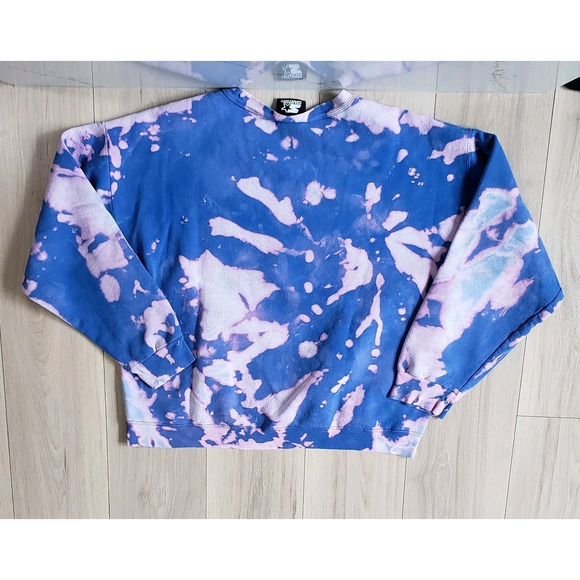 VTG Starter Crewneck Sweatshirt XL TieDye Purple Blue 90s USA Made Rare Pullover - Picture 2 of 5